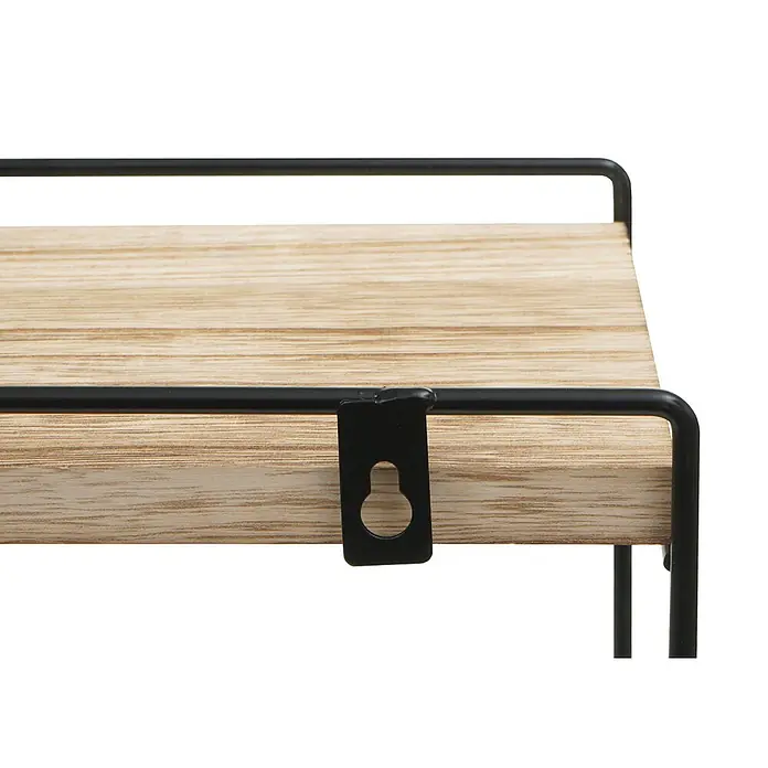 Wandregal 50x35x17cm Massiv-Holz Metall Industrial 2 Regalböden Natur - 
