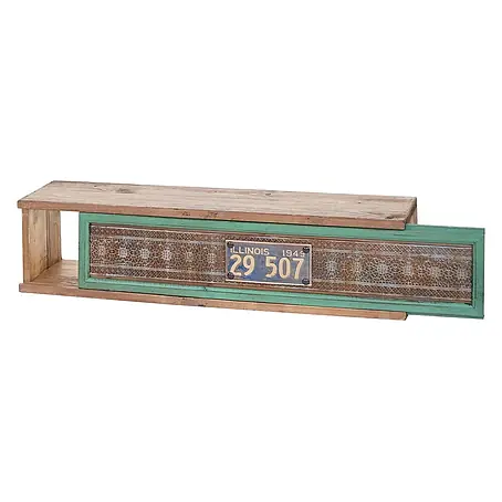 Wandregal 65x16x13cm Tanne Holz massiv Vintage Patchwork Hängeregal Regal