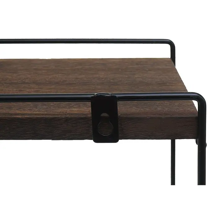 Wandregal 50x35x17cm Massiv-Holz Metall Industrial 2 Regalböden Dunkelbraun - 