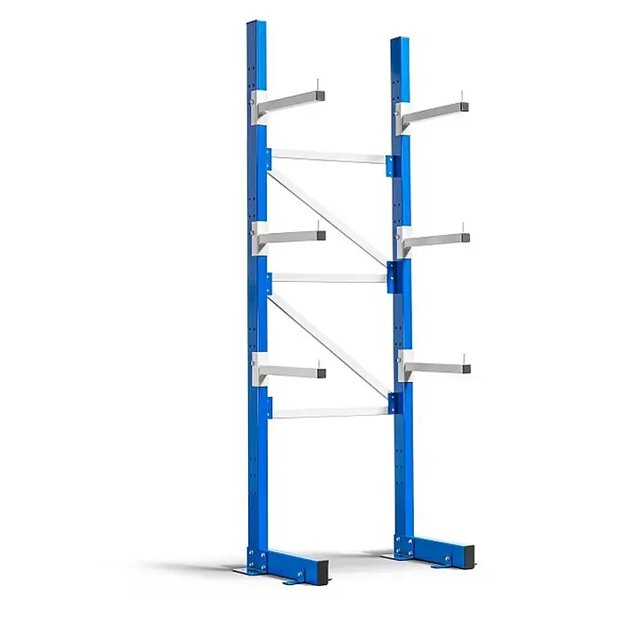 Kragarmregal MAXIMUS Pro 1-Seitig 240x100x50cm 250kg Lichtblau/-grau -  - Blaues und weißes Stahl-Kragarmregal zur Lagerung langer Güter.