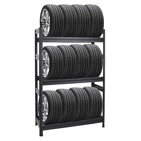 Reifenregal DINO 180x120x50cm 150kg 3 Ebenen Schwarz