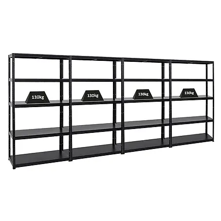 MegaDeal 4x Schwerlastregal Steel Eagle 180x100x40cm 130kg Schwarz