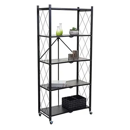 KLAP klappbares Regal auf Rollen 5 Fachböden HxBxT 167x72x34cm Schwarz