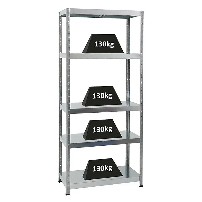 Schwerlastregal Steel Eagle 180x80x40cm Fachlast 130kg Verzinkt -  - Verzinktes Stahlregal mit vier Fachböden, jeder mit 130 kg Gewicht beladen.