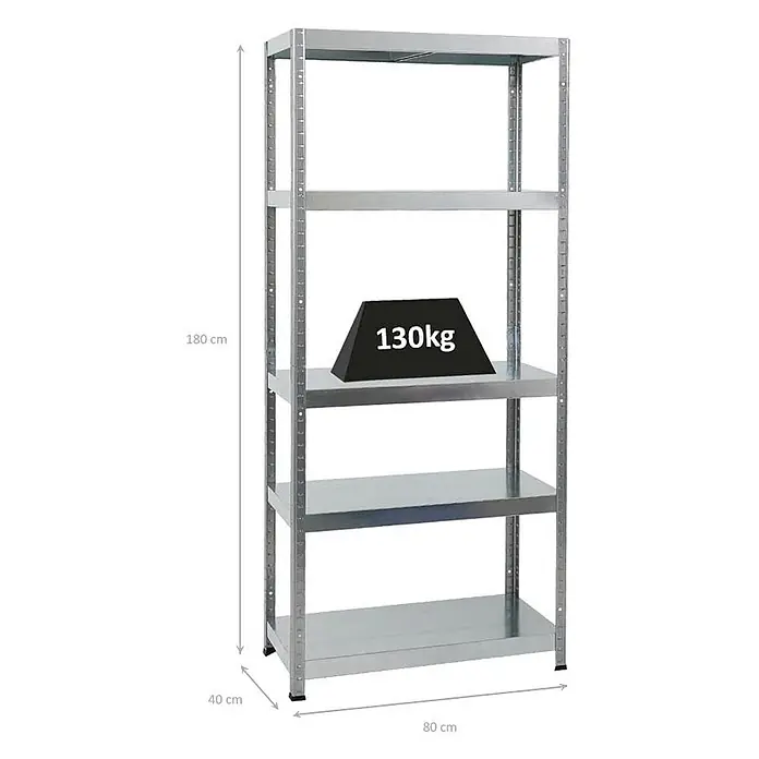 Schwerlastregal Steel Eagle 180x80x40cm Fachlast 130kg Verzinkt -  - Fünfstöckiges Metallregal, 180x80x40 cm, mit 130 kg Traglast pro Boden.