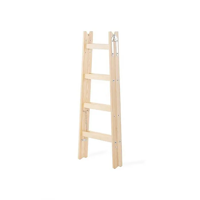 Wood Double Giraffe Holz-Sprossen-Stehleiter 2x4 Sprossen 132cm -  - Klappbare Holz-Stehleiter in Naturholzoptik mit Metallscharnieren und Sicherheitskette.