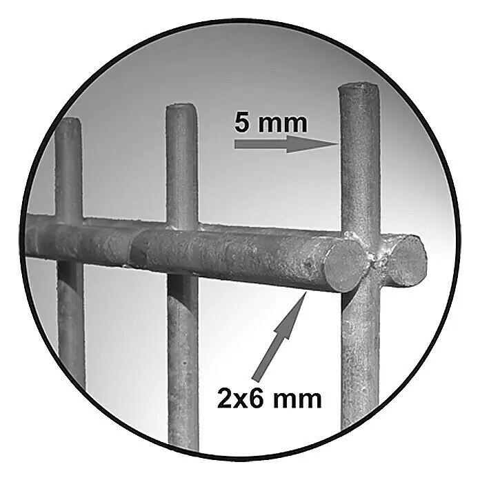 Hadra Mattenzaun SMALL - L x H: 2 x 1,23 m, Grau - Skizze