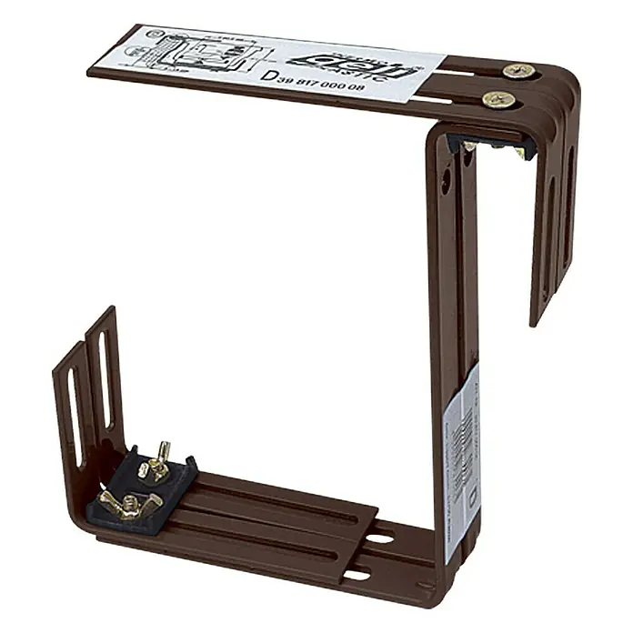 Geli Balkonkastenhalter Typ D - Braun, 2-fach verstellbar, 2 Stk. - Das braune Kassettenhalter-Befestigungs-Set ist ideal für die Installation von Kassettenmarkisen und bietet eine sichere und stabile Halterung.