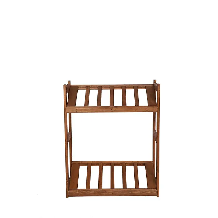 Getränkekistenregal SPREEWALD 86x70x33cm 2 Ebenen Braun geölt -  - Braunes, zweistöckiges Holzregal mit Lattenböden.