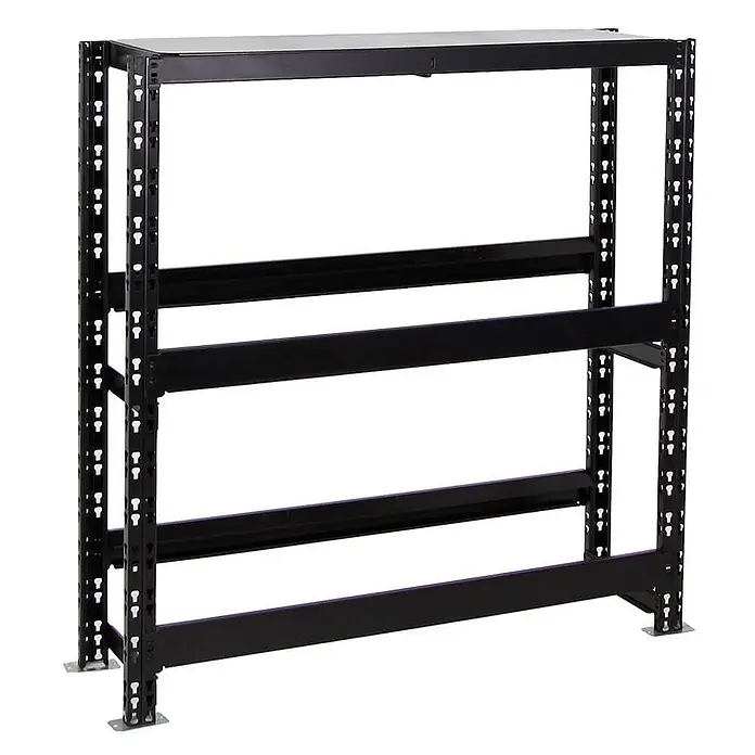 Getränkekistenregal Tegernsee XL Schwarz 110x110x30cm 6 Kästen + Board -  - Schwarzes Metallregal mit mehreren verstellbaren Böden zur Aufbewahrung.