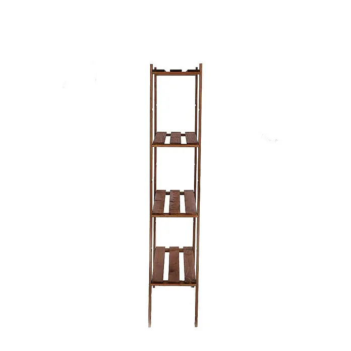 Holzregal PINEPEAK 150x80x28cm 4 Fachboden 1,2cm dickes Kiefernholz Braun -  - Fünfstufiges dunkelbraunes Holzregal mit Lattenrost für Pflanzen oder zur Aufbewahrung.