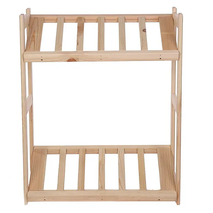 Getränkekistenregal SPREEWALD 86x70x33cm 2 Ebenen Natur -  - Zweistöckiges Bettgestell aus hellem Naturholz mit Lattenrosten.