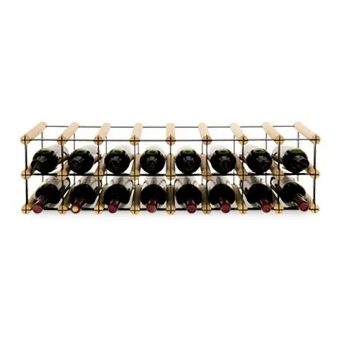 Modulares Weinregal VINOTECA MOD METAL 12,5x82,5x24,5cm 8x1 Flaschen Natur -  - Weinregal aus schwarzem Metall und hellem Holz, das mehrere Weinflaschen horizontal lagert.
