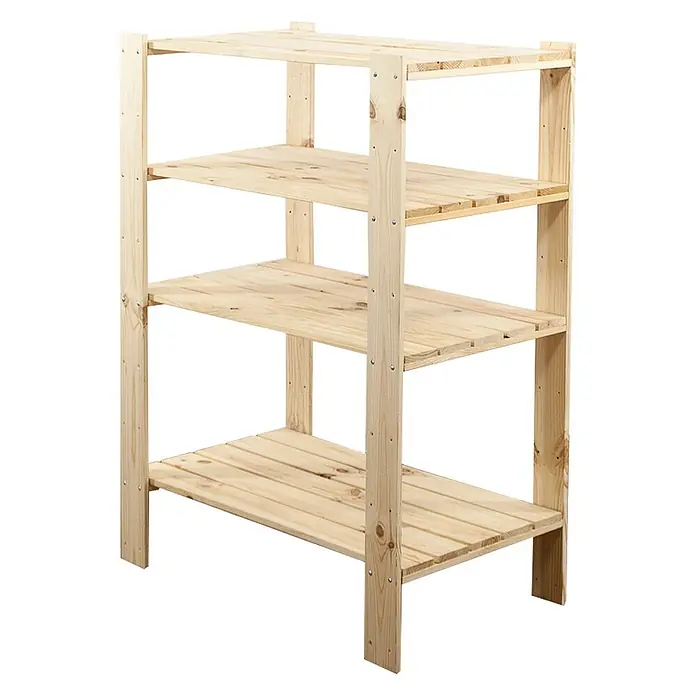 Holzregal WOODLAND HxBxT 115x80x50cm 120kg 4 Fachboden Kiefernholz Natur -  - Vierstufiges Regal aus hellem Naturholz mit Lattenregalböden.