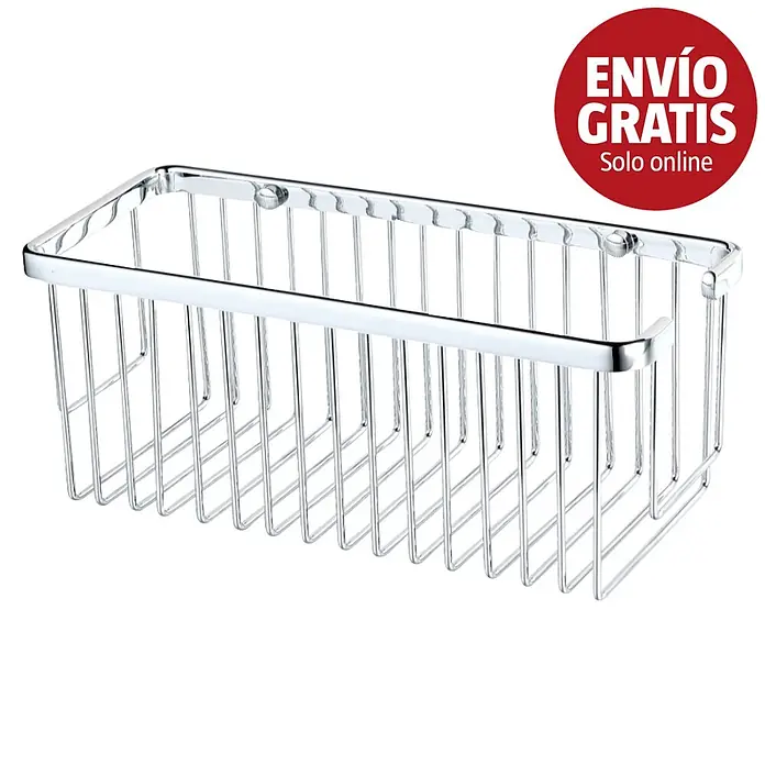 Bath Stage Cesta de baño B-5000 - L x An x Al: 13 x 30 x 13 cm, Cromo - Cesta rectangular de alambre cromado para baño o cocina.