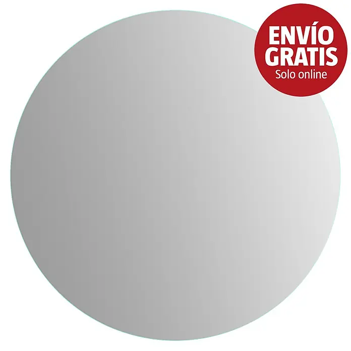 Bath Stage Espejo con luz B-934 - Diámetro: 100 cm, Blanco frío - Espejo redondo gris con un borde sutilmente verdoso y una pegatina roja con "ENVÍO GRATIS Solo online".