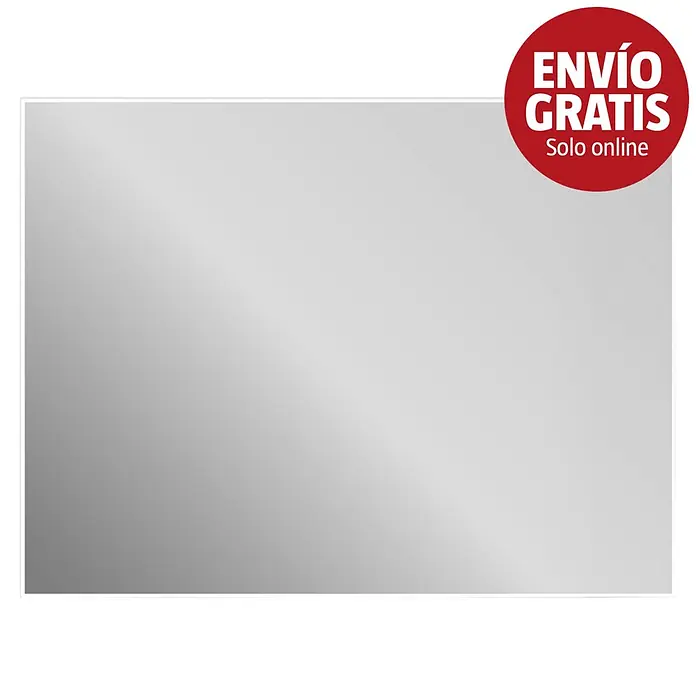 Espejo con luz Elegant - An x Al: 100 x 80 cm, Blanco frío - Espejo rectangular con marco blanco y un adhesivo rojo en la esquina superior derecha que dice 'ENVÍO GRATIS Solo online'.