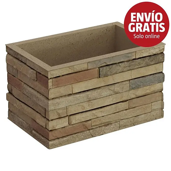 Sotnas Ampliación chimenea para barbacoas - Hormigón ligero ignífugo, L x An x Al: 32 x 50 x 42 cm, Castaño - Jardinera rectangular de imitación piedra con acabado apilado multitono.