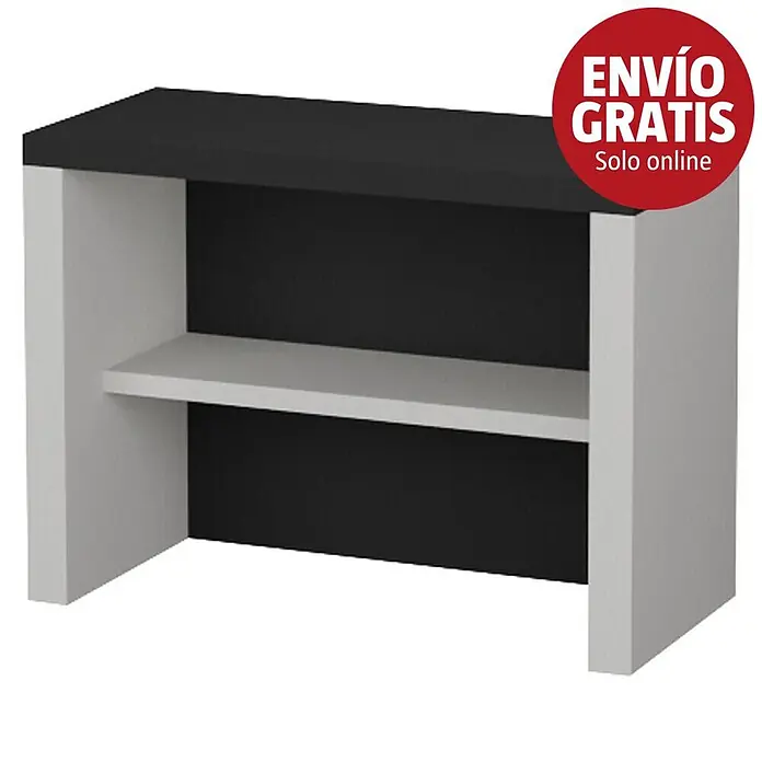 Sotnas Mesa de barbacoa para barbacoa Maiorca - Blanco/Negro, An x Pr x Al: 119 x 55 x 88 cm, Sin fregadero - Consola blanca y negra con estante central.
