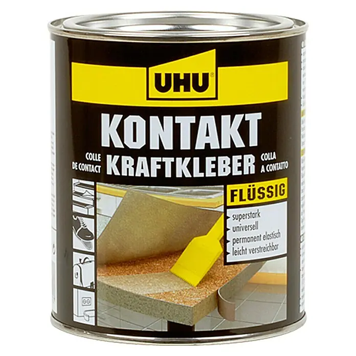 UHU Kontakt Kraftkleber - 645 g, Flüssig, Dose - Dose UHU Kontakt Kraftkleber Flüssig, ein starker, universeller und dauerelastischer Klebstoff für vielfältige Anwendungen im Haushalt und Handwerk.