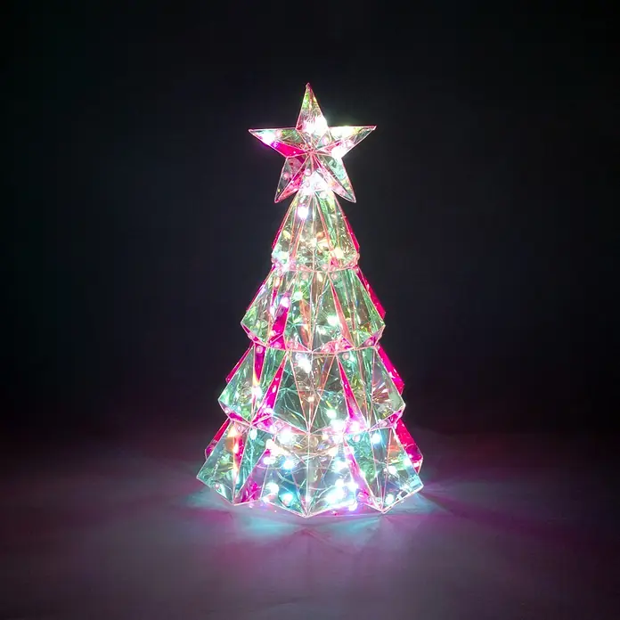 Konstsmide LED-Weihnachtsbaum - B x H: 24 x 30 cm, Lichtfarbe: RGB, Batteriebetrieben - Ein facettenreicher, irisierender leuchtender Weihnachtsbaum mit Sternspitze, farbig leuchtend.
