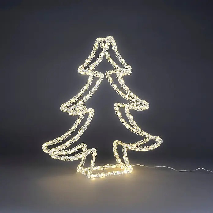 Konstsmide LED-Weihnachtsbaum - Außen, 45,5 cm, 131 Stk., Lichtfarbe: Warmweiß, Netzbetrieben - Leuchtende Weihnachtsbaum-Dekoration aus klarem Material mit warmweißen LEDs.