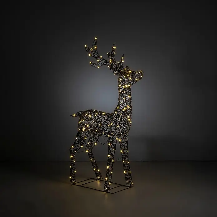 Konstsmide LED-Weihnachtsdekofigur Rentier - B x H: 80 x 130 cm, Braun, Warmweiß, LED - Dunkles Draht-Rentier mit warmweißen LED-Lichtern.
