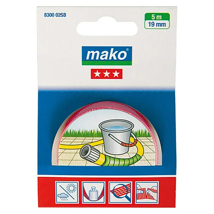 Mako Super-Kraftband - Rot, 5 m x 19 mm - MAKO Bandmaß im Karton, 5 m Länge und 19 mm Breite, zur präzisen Messung für Heimwerker- und Gartenprojekte.