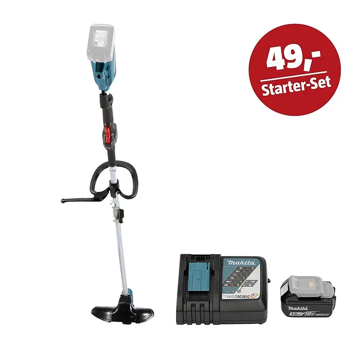 Makita LXT 18V Maschinen-Set - Akku-Rasentrimmer DUR191LZX9, Ladegerät & 3 Ah Akku - Makita Akku-Rasentrimmer Starter-Set mit Akku und Ladegerät. Preis 49,-.