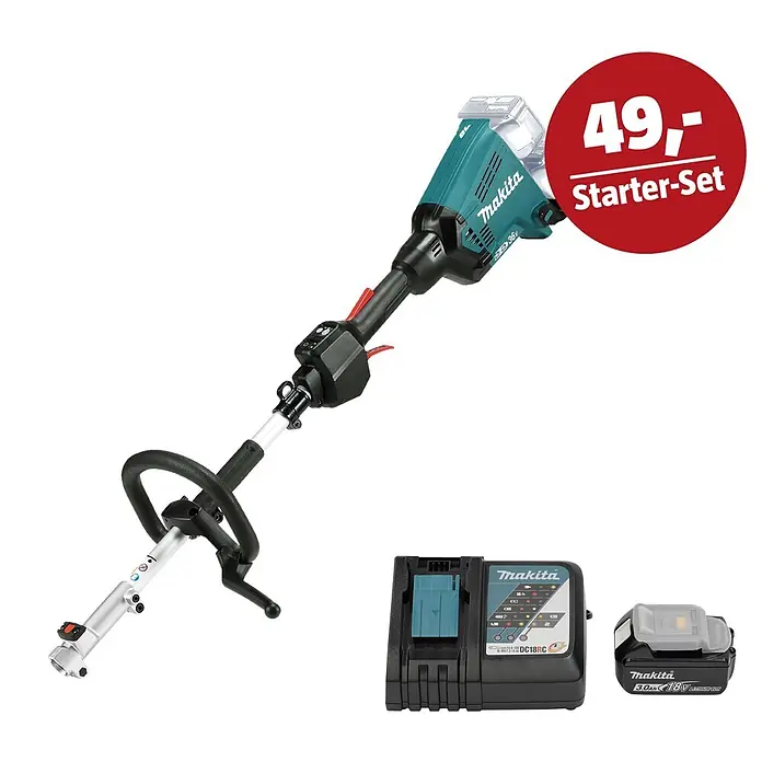 Makita LXT 18V Maschinen-Set - Akku-Multifunktionswerkzeug DUX60Z, Ladegerät & 3 Ah Akku - Makita Akku-Rasentrimmer Starter-Set mit Ladegerät und Akku.