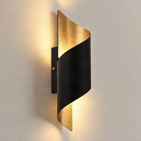 Lindby Wandleuchte innen in schwarz, gold, up down Wandlampe