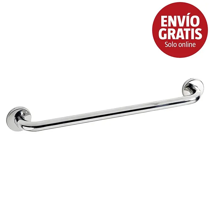 Bath Stage Asidero de baño B-50 - Acero inoxidable, Cromo - Barra de agarre recta de cromo pulido para baño.