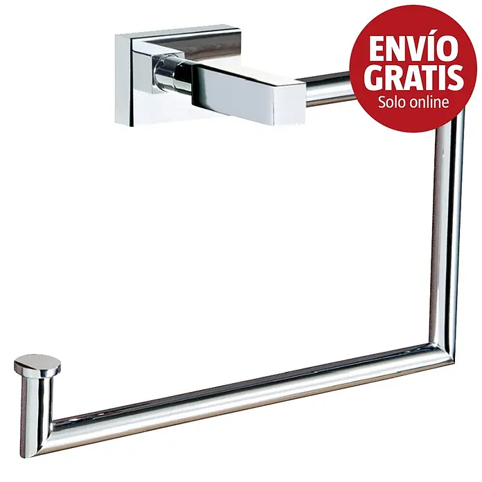 Bath Stage B-River Toallero de anilla - Ancho: 21,5 cm, Cromo, Brillante - Toallero cromado brillante con base de montaje cuadrada y forma rectangular abierta.