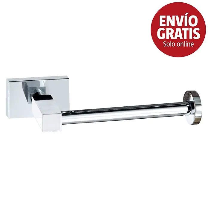 Bath Stage B-River Portarrollos de reserva - Sin tapa, Cromo, Brillante - Portarrollos de papel higiénico cromado con soporte de pared rectangular.