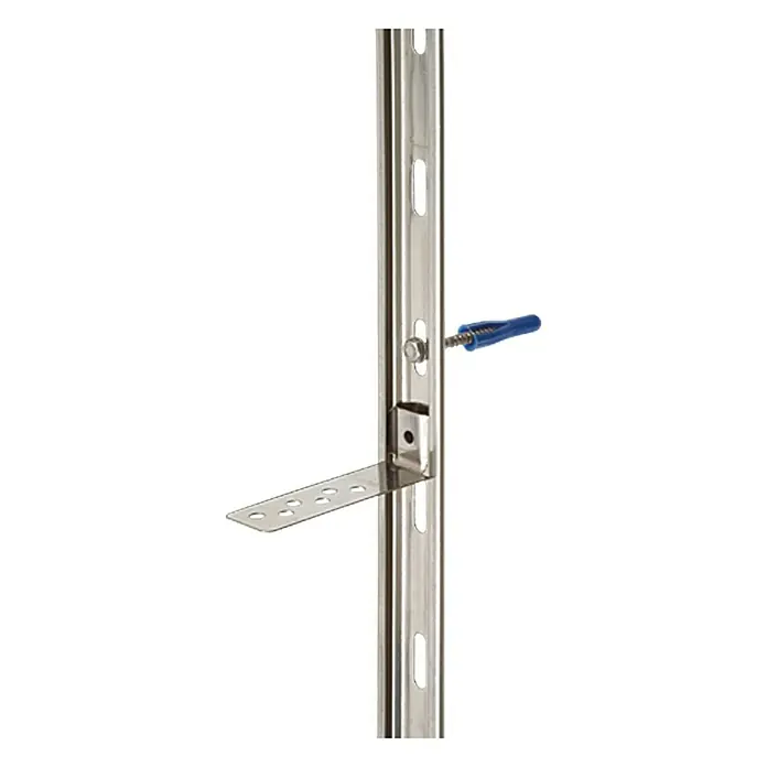 Catnic Wandverbinder-Set - Länge: 120 cm, Stahl, Verzinkt - Metallregalträger an einer Metallschiene befestigt, ideal für robuste Regalkonstruktionen.