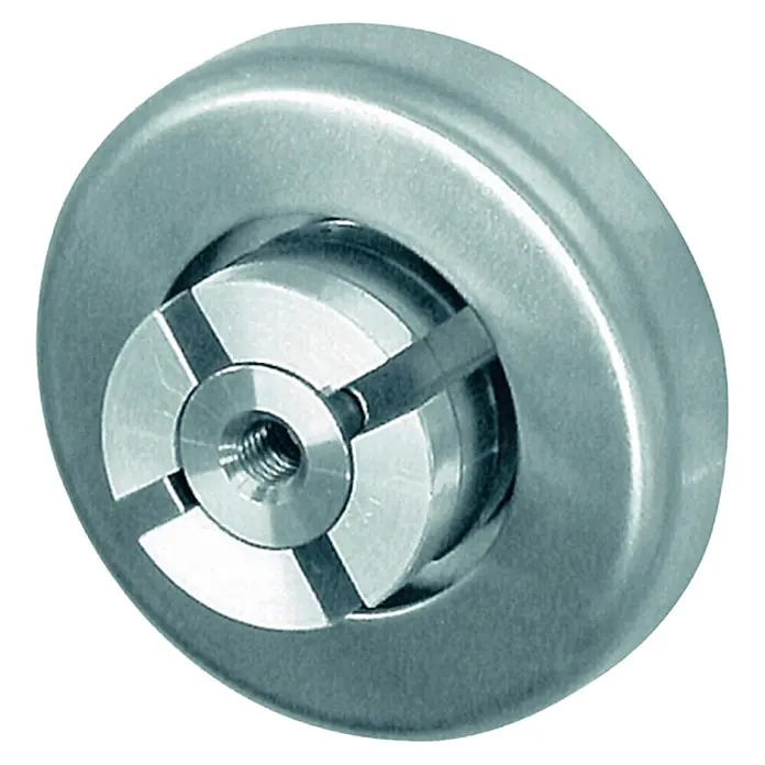 Treba Frewa Wandendhalter mit Rosette, E15 - Edelstahl V2A, Geeignet für: Metallhandlauf Ø 42,4 x 2 mm - Diagonale Ansicht