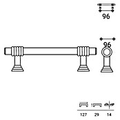 Steggriff (L x H: 128 x 14 mm, Lochabstand: 96 mm, Messing)