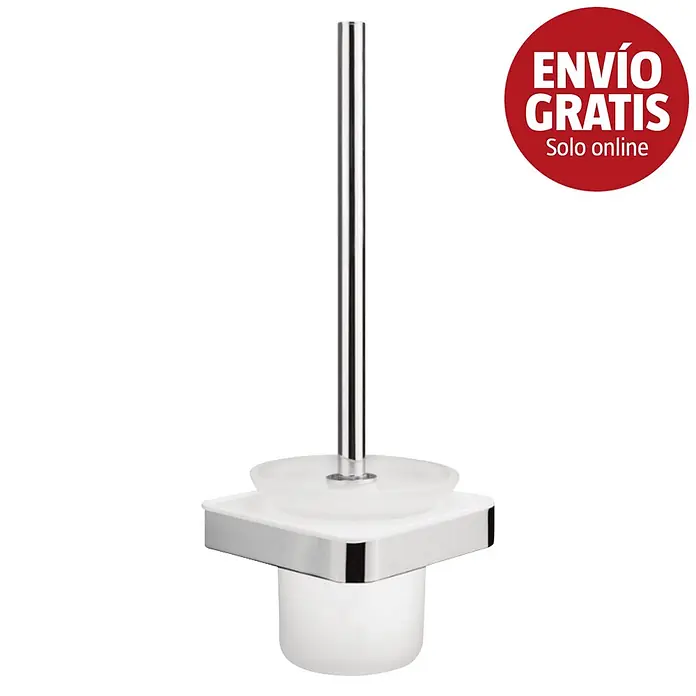 Bath Stage B-Line Escobillero - Altura: 34,6 cm, Latón - Escobillero cromado con base cuadrada y recipiente de cristal esmerilado.