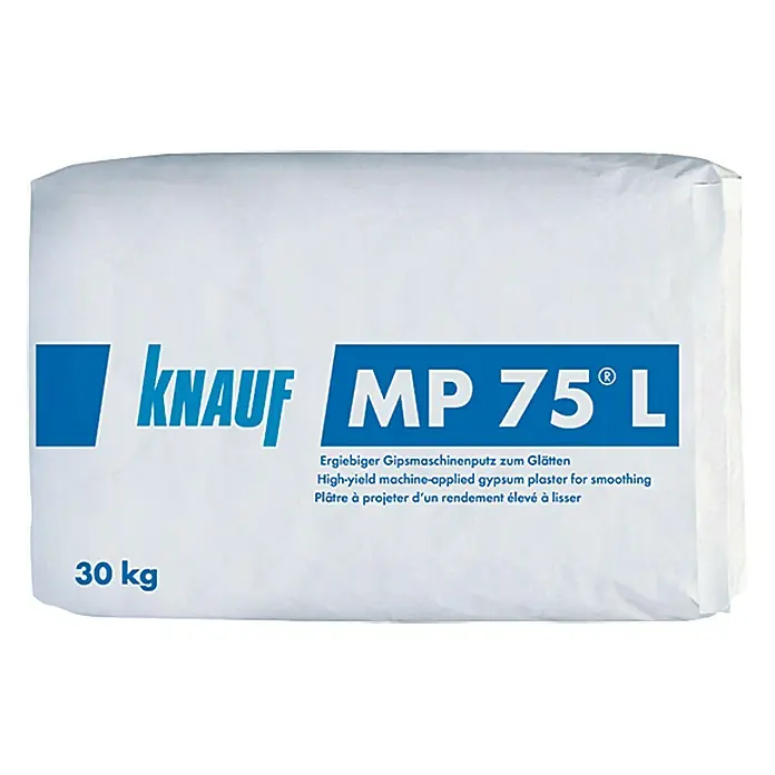 Knauf Maschinenputz MP 75 L - 30 kg, Innen - Sack Knauf MP 75°L Gipsputz zum Glätten, ein ergiebiger Maschinenputz für glatte Oberflächen, ideal für den Innenbereich.