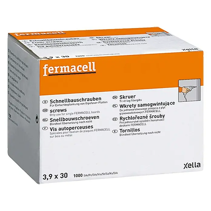Fermacell Schnellbauschrauben - Durchmesser Kopf: 3,9 mm, Länge: 30 mm, 1.000 Stk. - Eine Packung Fermacell Schnellbauschrauben 3,9 x 30 für die einfache Beplankung von Gipsfaserplatten.