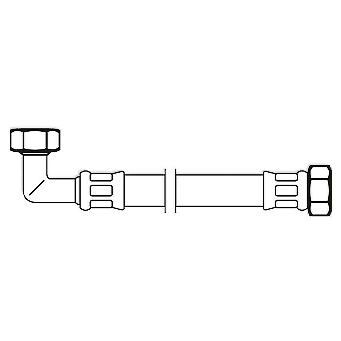 Flexo Spülkasten-Anschlussbogen⅜″, Länge: 20 cm Front View