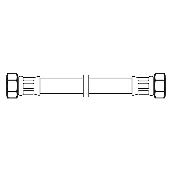 Flexo Anschlussschlauch - ⅜″/⅜″, Länge: 20 cm - Abbildung einer flexiblen Sanitär-Verbindung mit geraden Anschlüssen. Ideal für den Wasseranschluss im Bad oder der Küche.