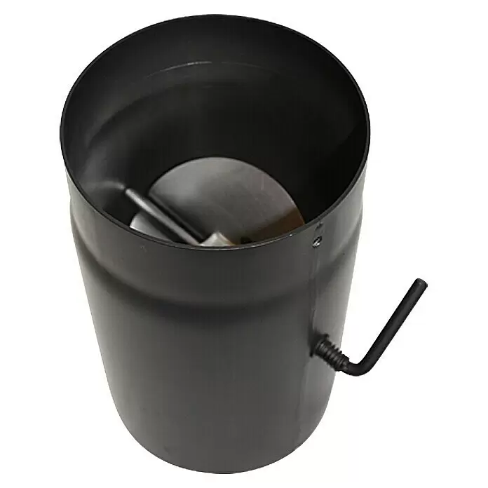 Bertrams Ofenrohr - Ø x L: 150 x 250 mm, Mit Drosselklappe, Senotherm lackiert, Schwarz Metallic