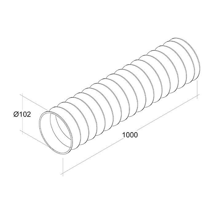 Air-Circle PVC-SchlauchØ x L: 100 mm x 1 m, Max. Luftleistung: 300 m³/h Left Side View