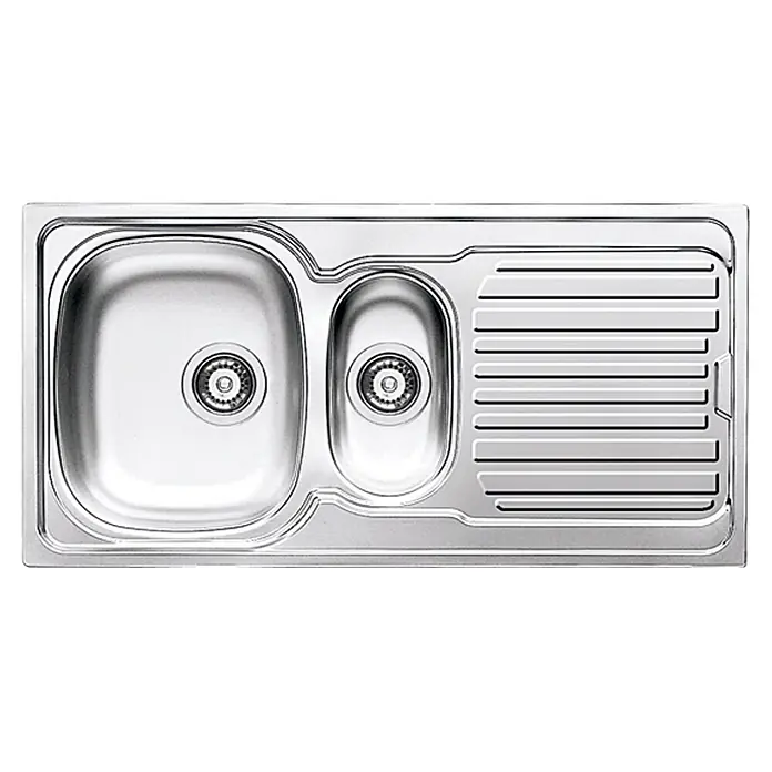 Admiral Einbauspüle Aurora - 100 x 50 cm, Edelstahl, Anzahl Becken: 1,5 Stk. - Spültisch aus Edelstahl mit zwei Becken und Abtropffläche für die Küche. Praktisches Design für den täglichen Gebrauch in der Küche.