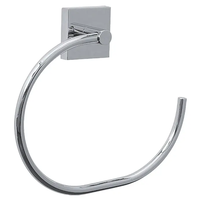 Tesa Ekkro Toallero de anilla Ekkro - Tipo de montaje: Pegado, Cromado - Anilla toallera cromada pulida con base de montaje cuadrada moderna, para baño.
