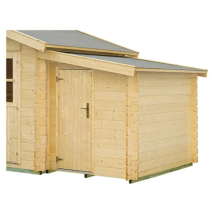 Kiehnholz Gartenhaus-Anbau - Außenmaß inkl. Dachüberstand (B x T): 170 x 243 cm, Holz, Natur - Holzgartenhaus mit Doppeldach und einer Tür. Ideal für die Aufbewahrung von Gartengeräten.