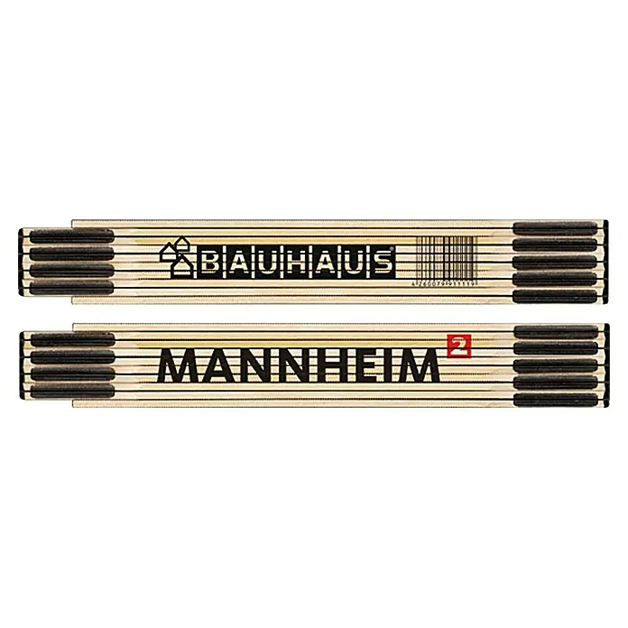 BAUHAUS Zollstock - Mannheim, 2 m - Bauhaus-Gliedermaßstab Mannheim 2: Hochwertiger Zollstock für präzise Messungen, ideal für Handwerker und Heimwerker, mit robuster Konstruktion.