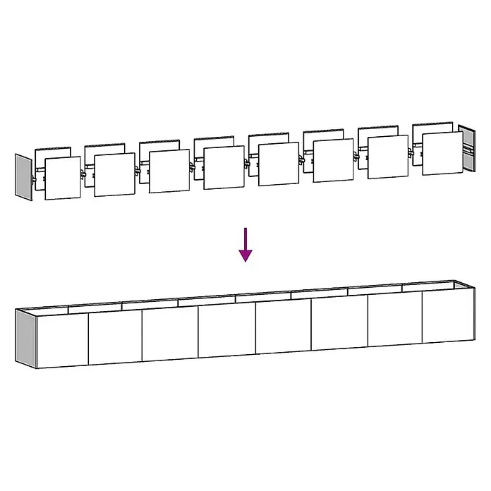 vidaXL Pflanzkübel Anthrazit 360x40x40 cm Kaltgewalzter Stahl -  - Modulare, hellfarbige Platten verwandeln sich in eine lange rechteckige Box.