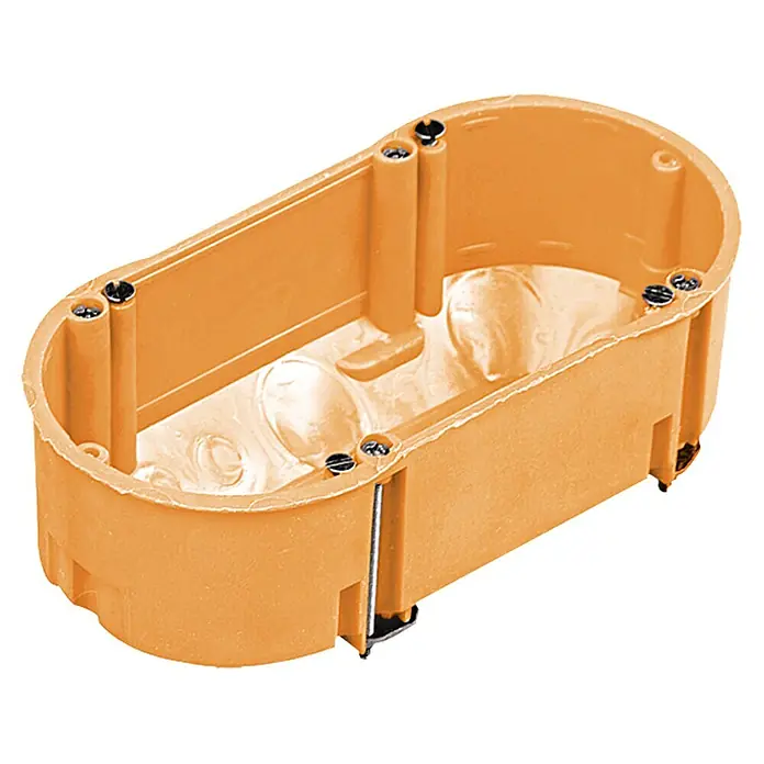 Hohlwanddose Doppelt - 70 x 47 mm, 2-fach, Orange, 1 Stk. - Diagonale Ansicht
